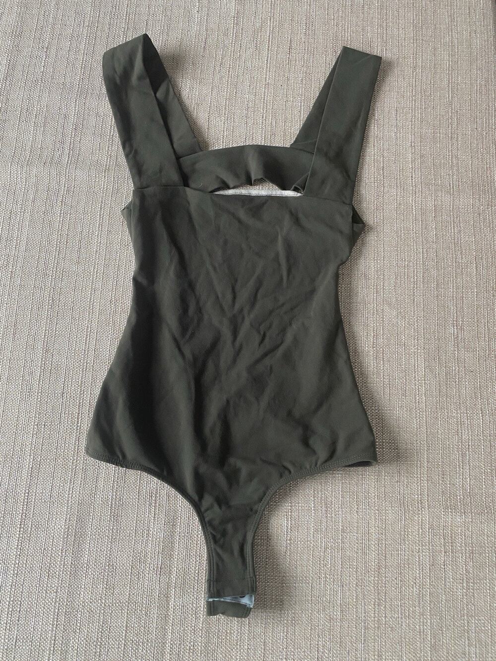 Free People Square Neck Army Bodysuit Open Back XS